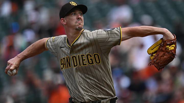 Jun 14, 2026; Baltimore, Maryland, USA;  San Diego Padres pitcher Walker Buehler (10) pitches in the second inning against the Baltimore Orioles at Oriole Park at Camden Yards. Mandatory Credit: Jamie Sabau-Imagn Images