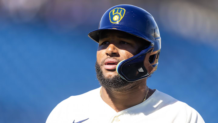 Feb 27, 2026; Phoenix, Arizona, USA; Milwaukee Brewers outfielder Jackson Chourio against the Chicago White Sox during a spring training game at American Family Fields of Phoenix. Mandatory Credit: Mark J. Rebilas-Imagn Images