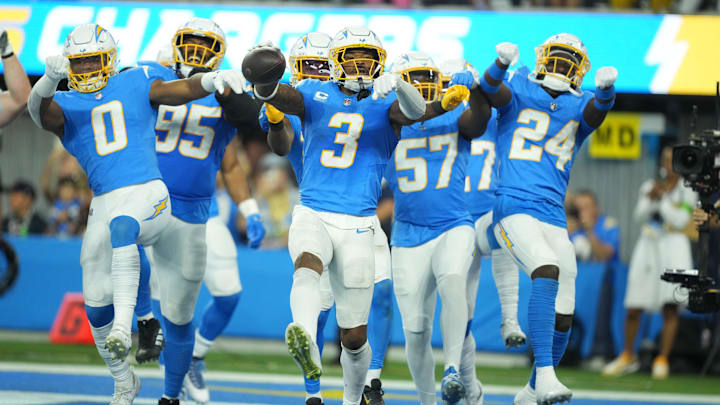Oct 29, 2023; Inglewood, California, USA; Los Angeles Chargers safety Derwin James Jr. (3)
