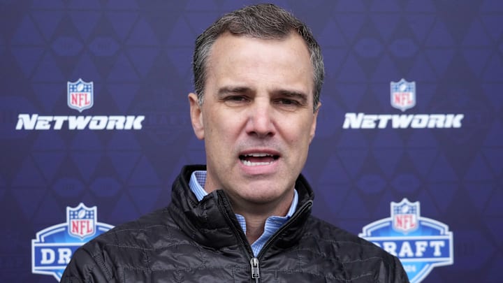 Apr 24, 2024; Detroit, MI, USA; NFL Network analyst Daniel Jeremiah speaks to the media at the Play Football Prospect Clinic at The Corner Ballpark. Mandatory Credit: Kirby Lee-Imagn Images Apr 24, 2024; Detroit, MI, USA; NFL Network analyst Daniel Jeremiah speaks to the media at the Play Football Prospect Clinic at The Corner Ballpark. Mandatory Credit: Kirby Lee-Imagn Images