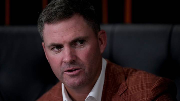 Cincinnati Bengals head coach Zac Taylor takes questions from the press during the annual season kickoff media day event at Paycor Stadium in downtown Cincinnati on Monday, July 27, 2026.