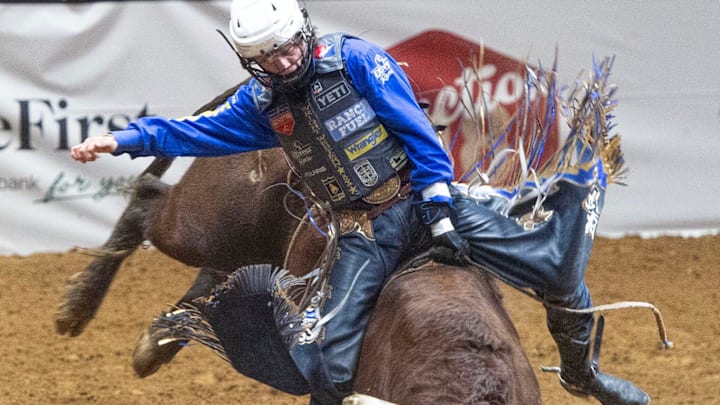 Stetson Wright at the Dixie National Rodeo in Jackson, Miss. Stetson Wright at the Dixie National Rodeo in Jackson, Miss.
