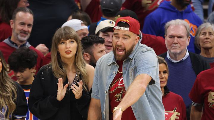 Taylor Swift and Travis Kelce react during game three of the eastern conference finals for the 2026 NBA playoffs between the New York Knicks and Cleveland Cavaliers at Rocket Arena. Mandatory Credit: Scott Galvin-Imagn Images Taylor Swift and Travis Kelce react during game three of the eastern conference finals for the 2026 NBA playoffs between the New York Knicks and Cleveland Cavaliers at Rocket Arena. Mandatory Credit: Scott Galvin-Imagn Images