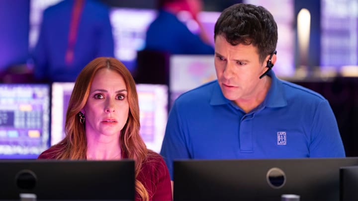 9-1-1: “War” - Following Hen’s firing, Chimney grapples with his decision and how it has affected the team. Meanwhile, a new AI call center assistant, meant to help, has begun to create more complications, and the 118 must intervene. THURSDAY, JAN. 15 (8:00-9:00 p.m. EST) on ABC. (Disney/Christopher Willard) 
JENNIFER LOVE HEWITT, BRYAN SAFI
