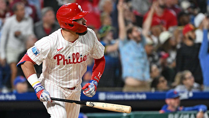 Phillies outfielder Kyle Schwarber hit his 50th home run of the season on Tuesday.