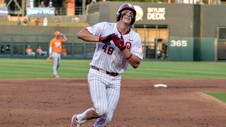 Deiten LaChance celebrates a home run. Deiten LaChance celebrates a home run.