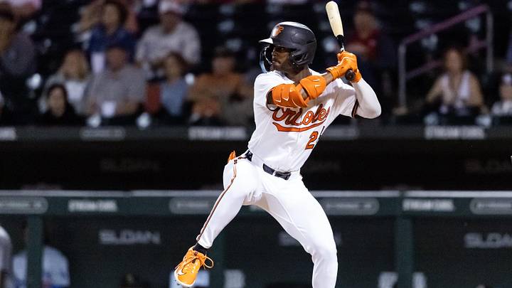 Nov 9, 2025; Mesa, AZ, USA; Baltimore Orioles outfielder Enrique Bradfield Jr. during the Arizona Fall League Fall Stars Game at Sloan Park. Mandatory Credit: Mark J. Rebilas-Imagn Images