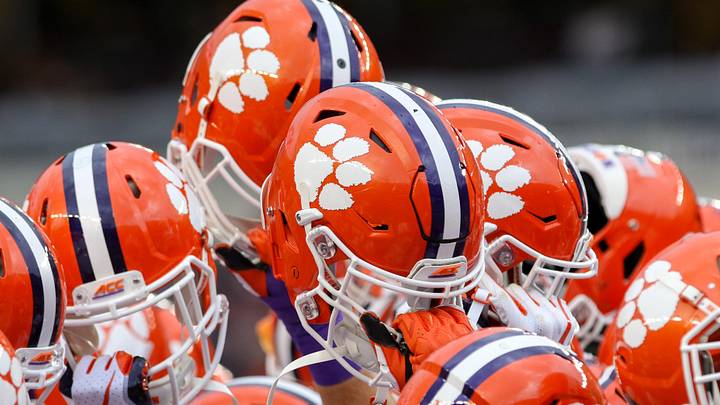 Sep 8, 2018; College Station, TX, USA; A general view of the Clemson Tigers helmets before the start of the against the Texas A&M Aggies at Kyle Field. Sep 8, 2018; College Station, TX, USA; A general view of the Clemson Tigers helmets before the start of the against the Texas A&M Aggies at Kyle Field.