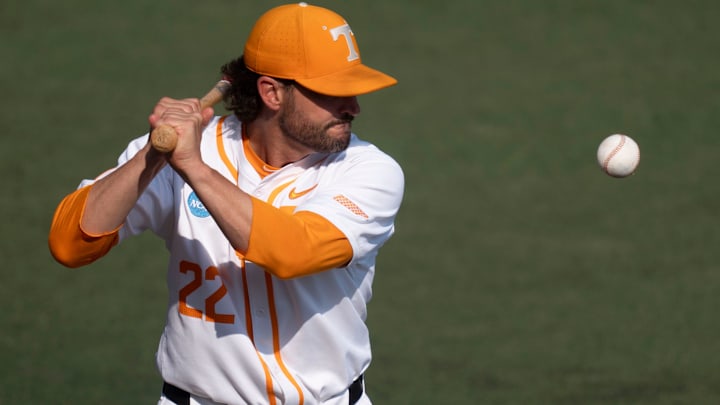 Tennessee baseball coach Tony Vitello hits balls to his players as they warm up before the start of the NCAA college baseball Knoxville Regional against Wake Forest on June 2, 2025, in Knoxville, Tenn. Tennessee baseball coach Tony Vitello hits balls to his players as they warm up before the start of the NCAA college baseball Knoxville Regional against Wake Forest on June 2, 2025, in Knoxville, Tenn.