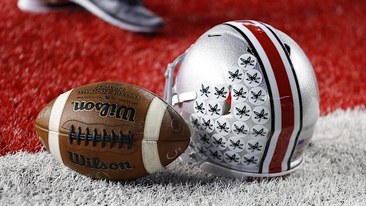 Nov 7, 2015; Columbus, OH, USA; Ohio State Buckeyes helmet prior to the game versus the Minnesota Golden Gophers at Ohio Stadium. Mandatory Credit: Joe Maiorana-Imagn Images Nov 7, 2015; Columbus, OH, USA; Ohio State Buckeyes helmet prior to the game versus the Minnesota Golden Gophers at Ohio Stadium. Mandatory Credit: Joe Maiorana-Imagn Images