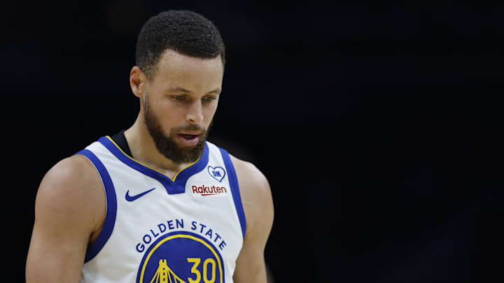 Golden State Warriors guard Stephen Curry (30) stands on the court against the Washington Wizards in the first half at Capital One Arena. Mandatory Credit: Geoff Burke-Imagn Images