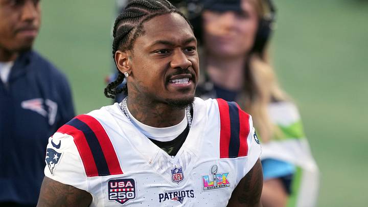 Feb 8, 2026; Santa Clara, CA, USA; New England Patriots wide receiver Stefon Diggs (8) during halftime against the Seattle Seahawks in Super Bowl LX at Levi's Stadium. Feb 8, 2026; Santa Clara, CA, USA; New England Patriots wide receiver Stefon Diggs (8) during halftime against the Seattle Seahawks in Super Bowl LX at Levi's Stadium.