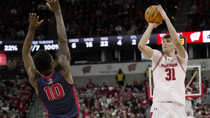 Nolan Winter recorded a double-double, helping Wisconsin score a victory over Detroit Mercy Sunday. Nolan Winter recorded a double-double, helping Wisconsin score a victory over Detroit Mercy Sunday.