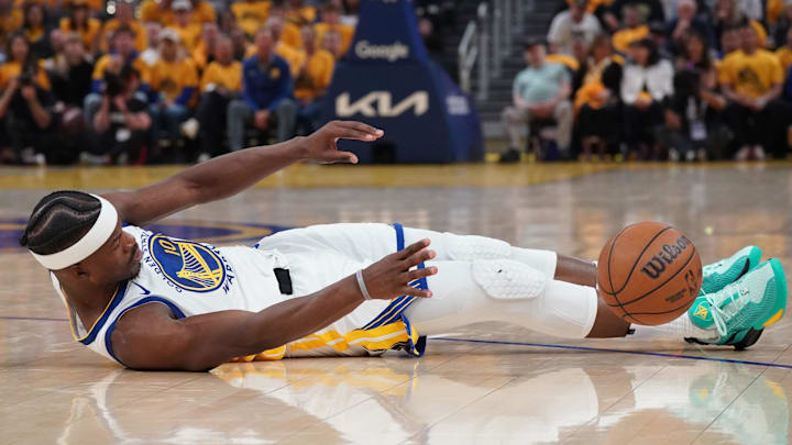 Jimmy Butler on the floor during the Warriors-Timberwolves series. 