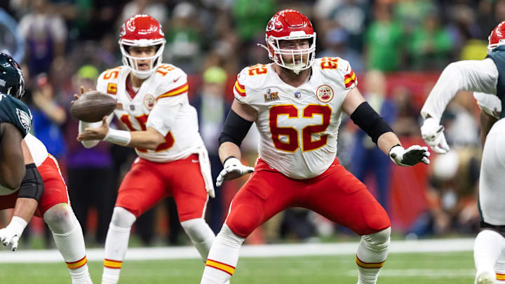 Thuney (right) was traded to the Bears Wednedsay, signaling a sea change for the Chiefs' offensive line this offseason.