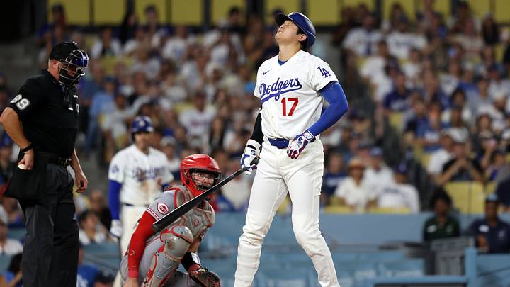 Sep 7, 2026; Los Angeles, California, USA; Los Angeles Dodgers designated hitter Shohei Ohtani (17) reacts after fouling a ball off his foot during the seventh inning against the Cincinnati Reds at Dodger Stadium. Mandatory Credit: Kiyoshi Mio-Imagn Images Sep 7, 2026; Los Angeles, California, USA; Los Angeles Dodgers designated hitter Shohei Ohtani (17) reacts after fouling a ball off his foot during the seventh inning against the Cincinnati Reds at Dodger Stadium. Mandatory Credit: Kiyoshi Mio-Imagn Images