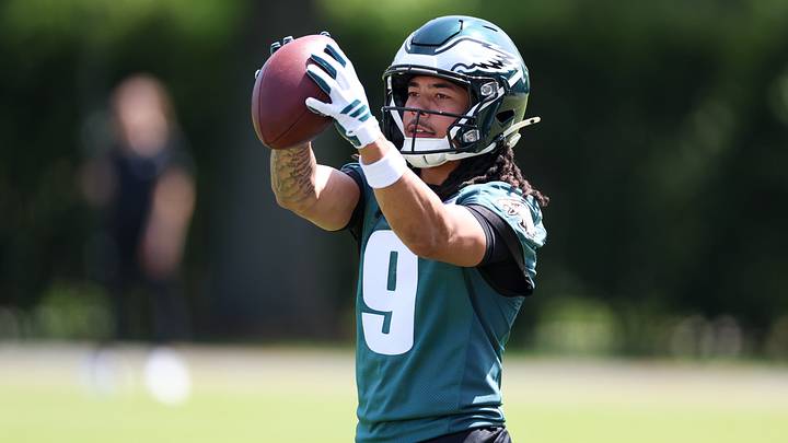 May 1, 2026; Philadelphia, PA, USA; Philadelphia Eagles wide receiver Makai Lemon (9) runs drills during rookie minicamp at NovaCare Complex. Mandatory Credit: Bill Streicher-Imagn Images May 1, 2026; Philadelphia, PA, USA; Philadelphia Eagles wide receiver Makai Lemon (9) runs drills during rookie minicamp at NovaCare Complex. Mandatory Credit: Bill Streicher-Imagn Images
