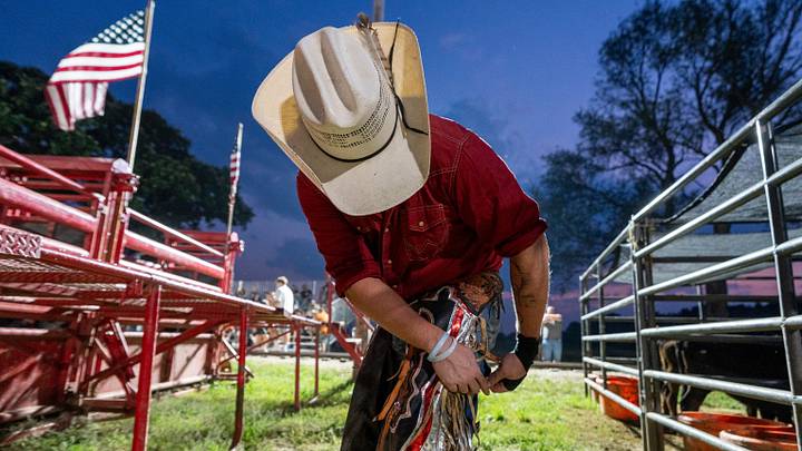 Bull rider preparing Bull rider preparing