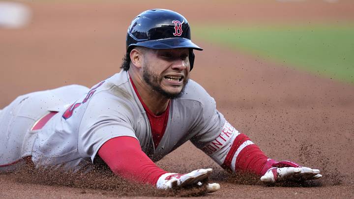 May 20, 2026; Kansas City, Missouri, USA; Boston Red Sox first baseman Willson Contreras (40) slides into third base for a triple during the second inning against the Kansas City Royals at Kauffman Stadium. Mandatory Credit: Jay Biggerstaff-Imagn Images May 20, 2026; Kansas City, Missouri, USA; Boston Red Sox first baseman Willson Contreras (40) slides into third base for a triple during the second inning against the Kansas City Royals at Kauffman Stadium. Mandatory Credit: Jay Biggerstaff-Imagn Images