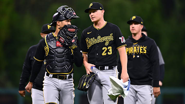 Sep 26, 2023; Philadelphia, Pennsylvania, USA; Pittsburgh Pirates starting pitcher Mitch Keller (23)