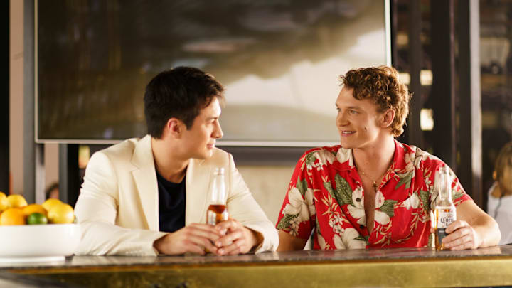 Hudson Williams as Shane Hollander and Connor Storrie as Ilya Rozanov in Heated Rivalry season 1 episode 5 - Courtesy of Bell Media