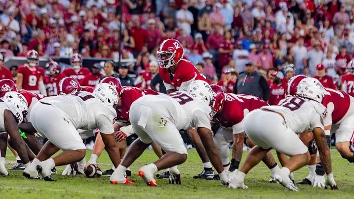 Alabama quarterback Keelon Russell takes a snap in the second half against Texas A&M on Oct. 24, 2026. Alabama quarterback Keelon Russell takes a snap in the second half against Texas A&M on Oct. 24, 2026.