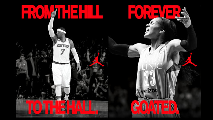 Jordan Brand celebrated Carmelo Anthony and Maya Moore's induction into the Basketball Hall of Fame.