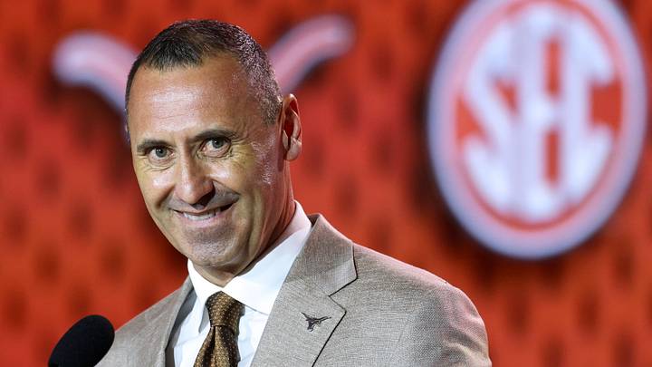 Texas Longhorns head coach Steve Sarkisian speaks to the press during SEC Football Kickoff Media Day. Texas Longhorns head coach Steve Sarkisian speaks to the press during SEC Football Kickoff Media Day.