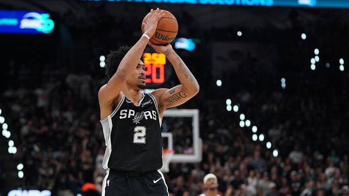 May 28, 2026; San Antonio, Texas, USA; San Antonio Spurs guard Dylan Harper (2) shoots the ball against the Oklahoma City Thunder in the first half during game six of the western conference finals for the 2026 NBA playoffs at Frost Bank Center. Mandatory Credit: Dustin Safranek-Imagn Images