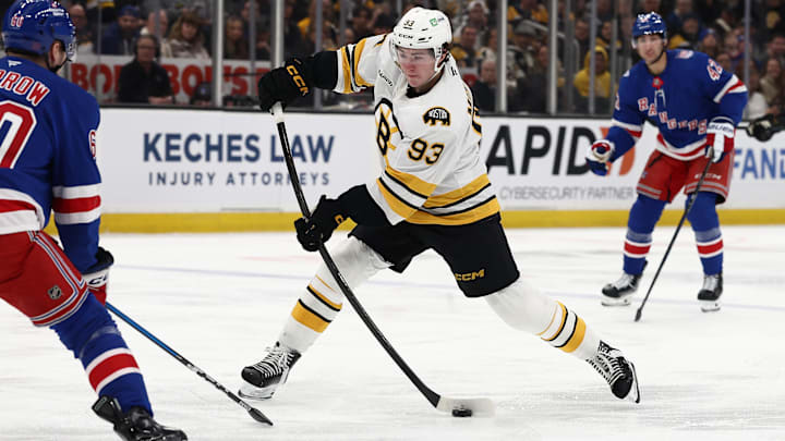 Boston Bruins forward Fraser Minten Boston Bruins forward Fraser Minten