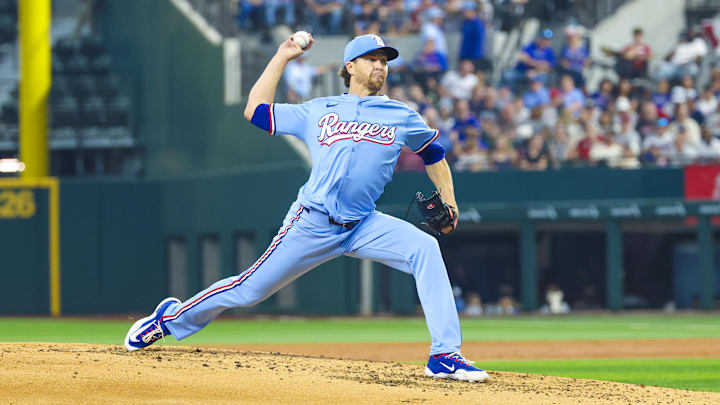 Mar 30, 2025; Arlington, Texas, USA; Texas Rangers starting pitcher Jacob deGrom (48) throws during the third inning against the Boston Red Sox at Globe Life Field. Kevin Jairaj-Imagn Images Mar 30, 2025; Arlington, Texas, USA; Texas Rangers starting pitcher Jacob deGrom (48) throws during the third inning against the Boston Red Sox at Globe Life Field. Kevin Jairaj-Imagn Images