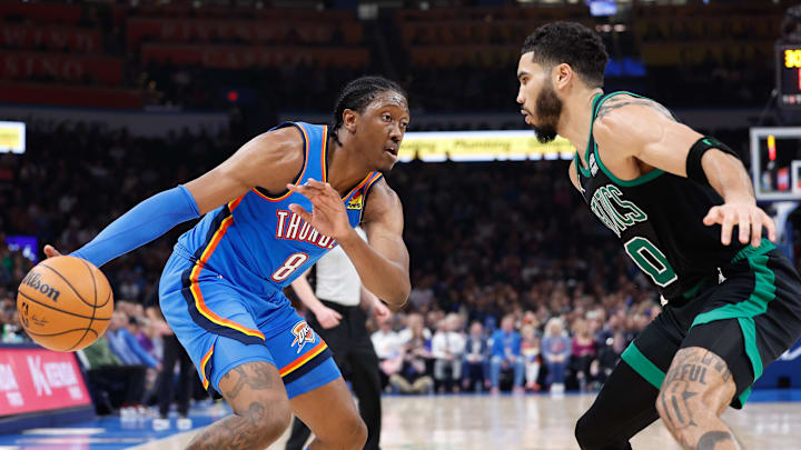 Oklahoma City Thunder forward Jalen Williams (8) drives.