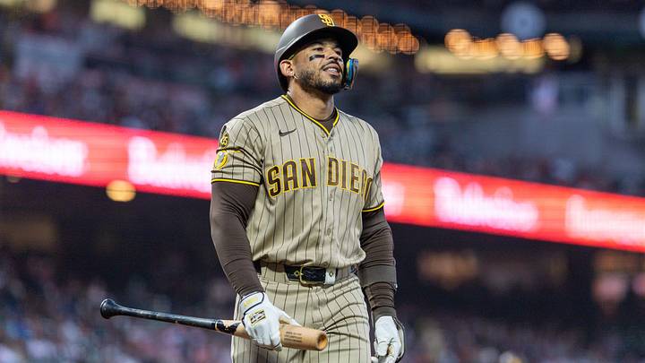 Sep 11, 2026; San Francisco, California, USA; San Diego Padres catcher Luis Campusano (12) walks off after striking out during the first inning against the San Francisco Giants at Oracle Park. Mandatory Credit: Bob Kupbens-Imagn Images Sep 11, 2026; San Francisco, California, USA; San Diego Padres catcher Luis Campusano (12) walks off after striking out during the first inning against the San Francisco Giants at Oracle Park. Mandatory Credit: Bob Kupbens-Imagn Images