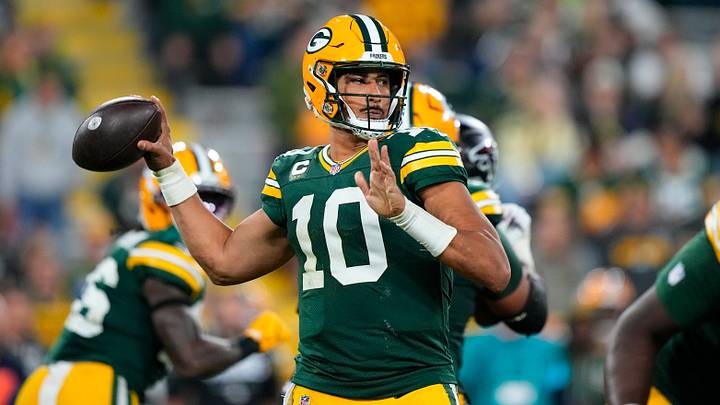 Green Bay Packers quarterback Jordan Love (10) throws a pass during the fourth quarter against the Atlanta Falcons at Lambeau Field. Green Bay Packers quarterback Jordan Love (10) throws a pass during the fourth quarter against the Atlanta Falcons at Lambeau Field.