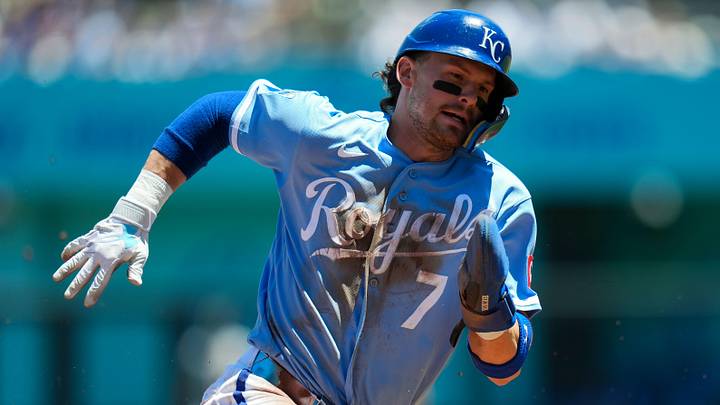 Jun 14, 2026; Kansas City, Missouri, USA; Kansas City Royals shortstop Bobby Witt Jr. (7) rounds third base to score a run during the first inning against the Houston Astros at Kauffman Stadium. Mandatory Credit: Jay Biggerstaff-Imagn Images Jun 14, 2026; Kansas City, Missouri, USA; Kansas City Royals shortstop Bobby Witt Jr. (7) rounds third base to score a run during the first inning against the Houston Astros at Kauffman Stadium. Mandatory Credit: Jay Biggerstaff-Imagn Images