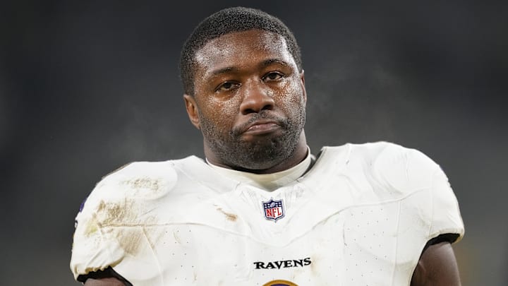 Dec 27, 2025; Green Bay, Wisconsin, USA;  Baltimore Ravens inside linebacker Roquan Smith (0) following the game against the Green Bay Packers at Lambeau Field. Mandatory Credit: Jeff Hanisch-Imagn Images