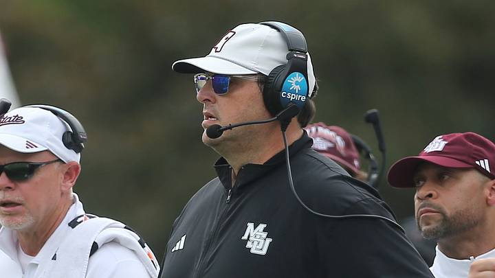 Oct 3, 2026; Starkville, Mississippi, USA;  Mississippi State Bulldogs head coach Jeff Lebby looks on during the first half against the Alabama Crimson Tide at Davis Wade Stadium at Scott Field.  Mandatory Credit: Petre Thomas-Imagn Images