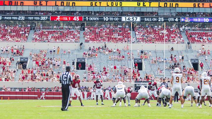 Alabama Student Section emptied out in the second half against ECU on Sept 5, 2026.