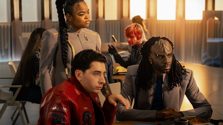 L-R: Kerrice Brooks as SAM, Romeo Carere as Ocam, and Karim Diané as Jay-Den in season 1, episode 5, of Star Trek: Starfleet Academy streaming on Paramount+. Photo Credit: Brooke Palmer/Paramount+ L-R: Kerrice Brooks as SAM, Romeo Carere as Ocam, and Karim Diané as Jay-Den in season 1, episode 5, of Star Trek: Starfleet Academy streaming on Paramount+. Photo Credit: Brooke Palmer/Paramount+