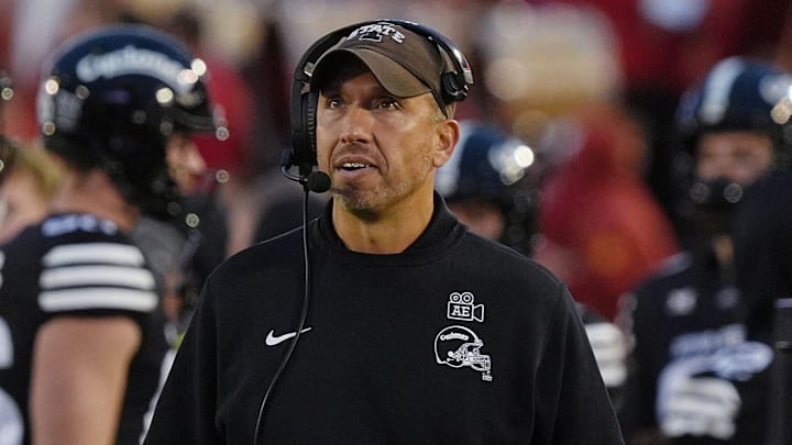 Iowa State Cyclones head coach Matt Campbell reacts during the fourth quarter against BYU at Jack Trice Stadium on Oct. 25, 2025, in Ames, Iowa.
