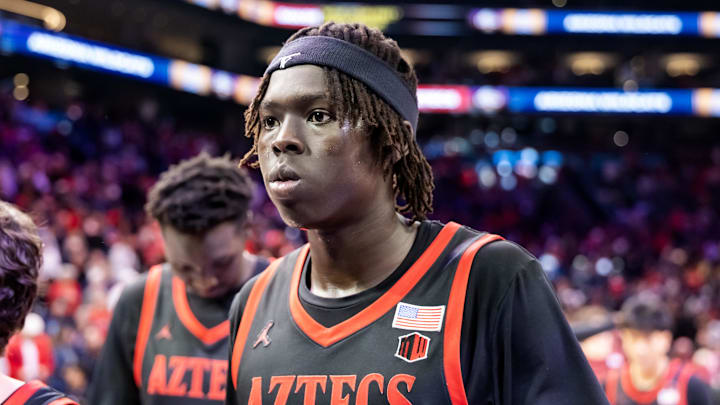 San Diego State Aztecs forward Magoon Gwath (0). San Diego State Aztecs forward Magoon Gwath (0).