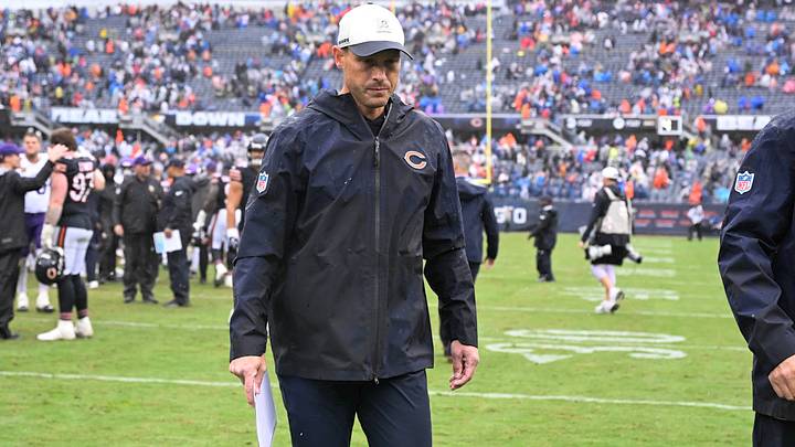 Chicago Bears head coach Ben Johnson leaves the field after a game against the Minnesota Vikings at Soldier Field.  Mandatory Credit: Matt Marton-Imagn Images