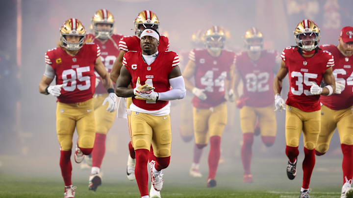 Dec 30, 2024; Santa Clara, California, USA; San Francisco 49ers wide receiver Deebo Samuel Sr. (1) during the game against the Detroit Lions at Levi's Stadium.