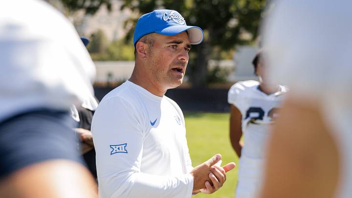 BYU wide receivers coach Fesi Sitake at Fall Camp