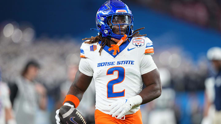 Dec 31, 2024; Glendale, AZ, USA; Boise State Broncos running back Ashton Jeanty (2) practices before the Fiesta Bowl against the Penn State Nittany Lions at State Farm Stadium. Mandatory Credit: Joe Camporeale-Imagn Images Dec 31, 2024; Glendale, AZ, USA; Boise State Broncos running back Ashton Jeanty (2) practices before the Fiesta Bowl against the Penn State Nittany Lions at State Farm Stadium. Mandatory Credit: Joe Camporeale-Imagn Images