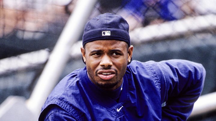 Seattle Mariners center fielder Ken Griffey Jr. on the field prior to the game against the Baltimore Orioles at Camden Yards during the 1998 season. Seattle Mariners center fielder Ken Griffey Jr. on the field prior to the game against the Baltimore Orioles at Camden Yards during the 1998 season.