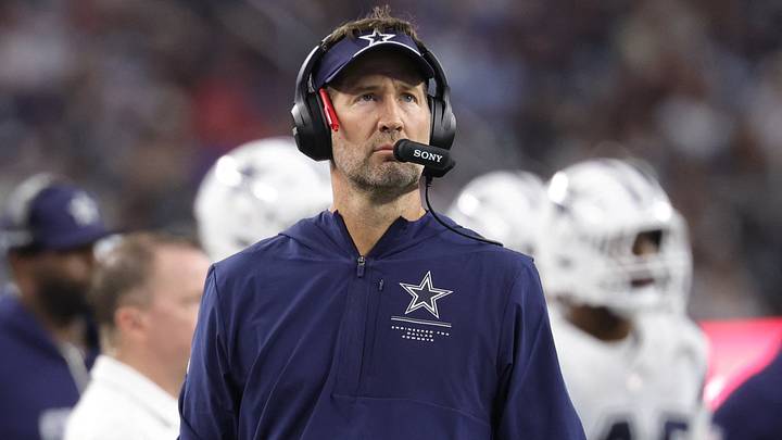Dallas Cowboys head coach Brian Schottenheimer watches the video scoreboard during a stoppage of play against the Washington Commanders in the second half at AT&T Stadium. Mandatory Credit: Kevin Jairaj-Imagn Images Dallas Cowboys head coach Brian Schottenheimer watches the video scoreboard during a stoppage of play against the Washington Commanders in the second half at AT&T Stadium. Mandatory Credit: Kevin Jairaj-Imagn Images