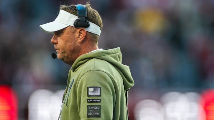 Nov 30, 2024; Tuscaloosa, Alabama, USA; Auburn Tigers head coach Hugh Freeze walks toward the sideline during the second quarter against the Alabama Crimson Tide at Bryant-Denny Stadium. Mandatory Credit: Will McLelland-Imagn Images Nov 30, 2024; Tuscaloosa, Alabama, USA; Auburn Tigers head coach Hugh Freeze walks toward the sideline during the second quarter against the Alabama Crimson Tide at Bryant-Denny Stadium. Mandatory Credit: Will McLelland-Imagn Images