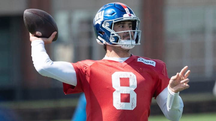 Daniel Jones, quarterback. The NY Giants NFL team held an organized team activity at their training facility in East Rutherford, NJ on Thursday May 30, 2024.