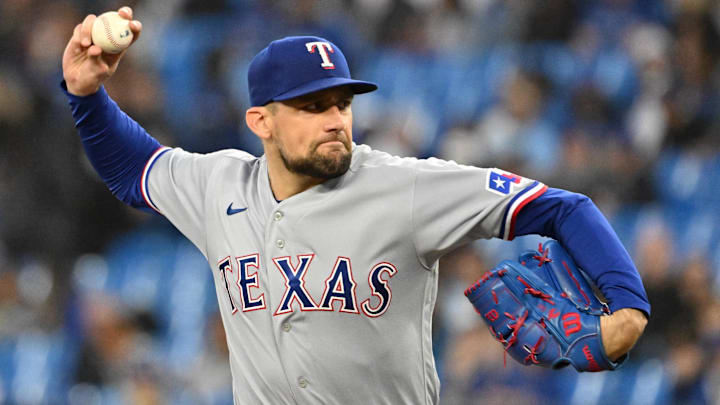 Sep 14, 2023; Toronto, Ontario, CAN;   Texas Rangers starting pitcher Nathan Eovaldi (17)